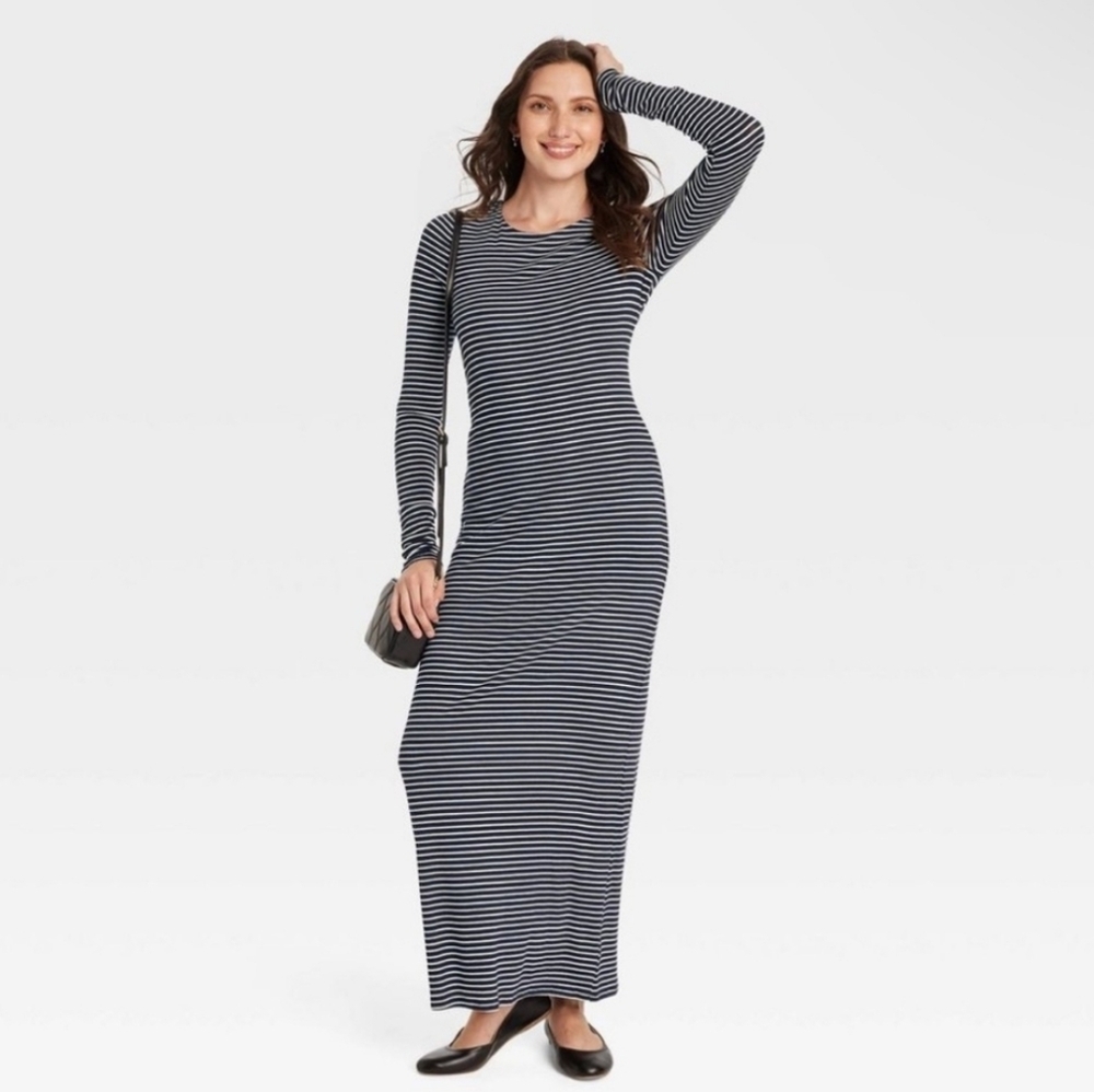 Universal Thread Long Sleeve Knit Maxi T-Shirt Dress Size Small